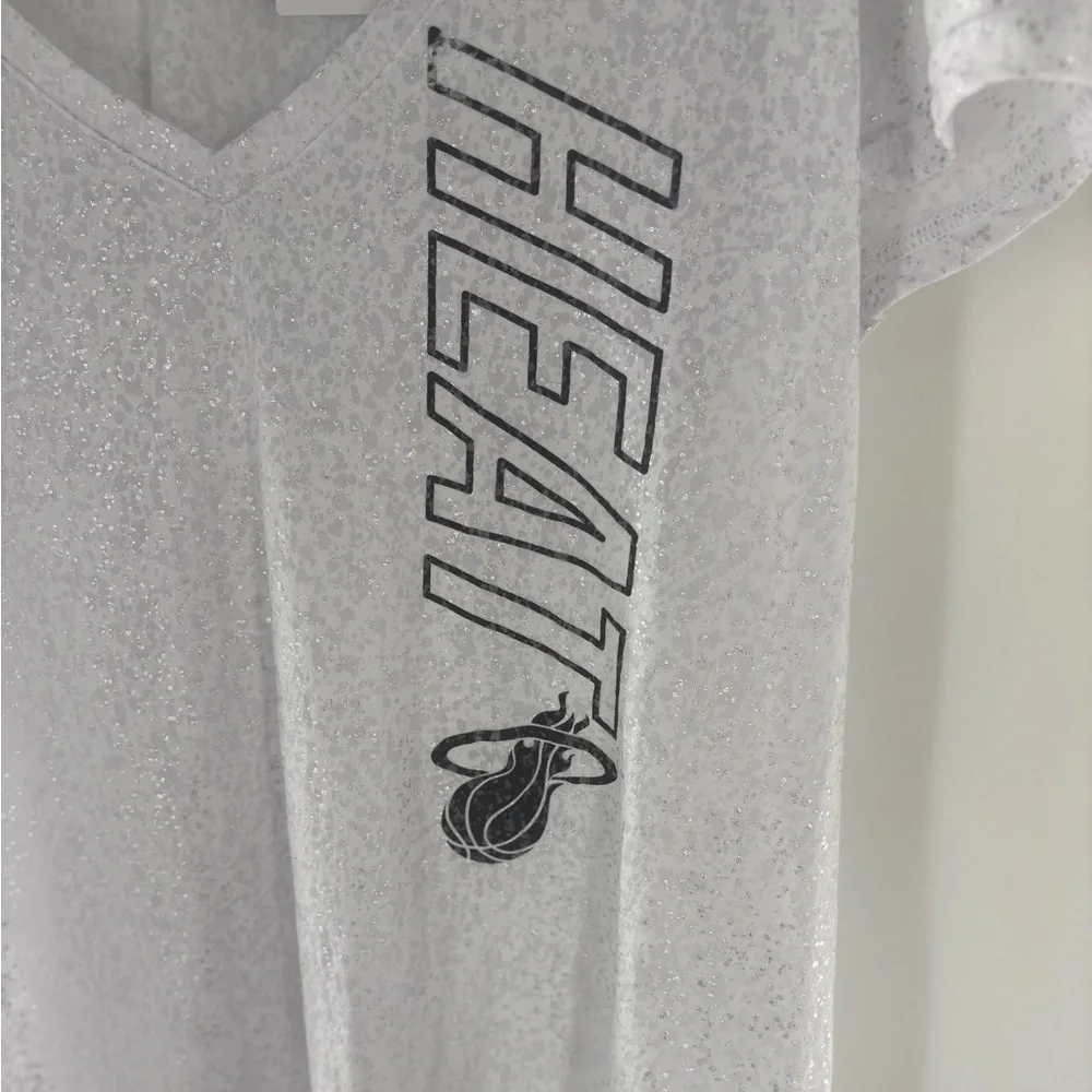 adidas White Miami Heat V-Neck Tee - Picture 2 of 8